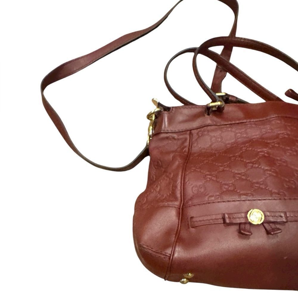 GUCCI Bordeaux Guccisima Leather Mayfair Princey 2way Satchel Auth Ex++ - Picture 9 of 13